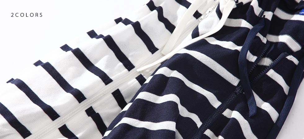 ボーダーニットジップパーカー　One-mileWear