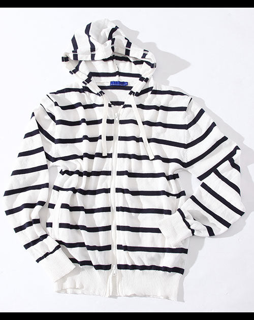 ボーダーニットジップパーカー　One-mileWear