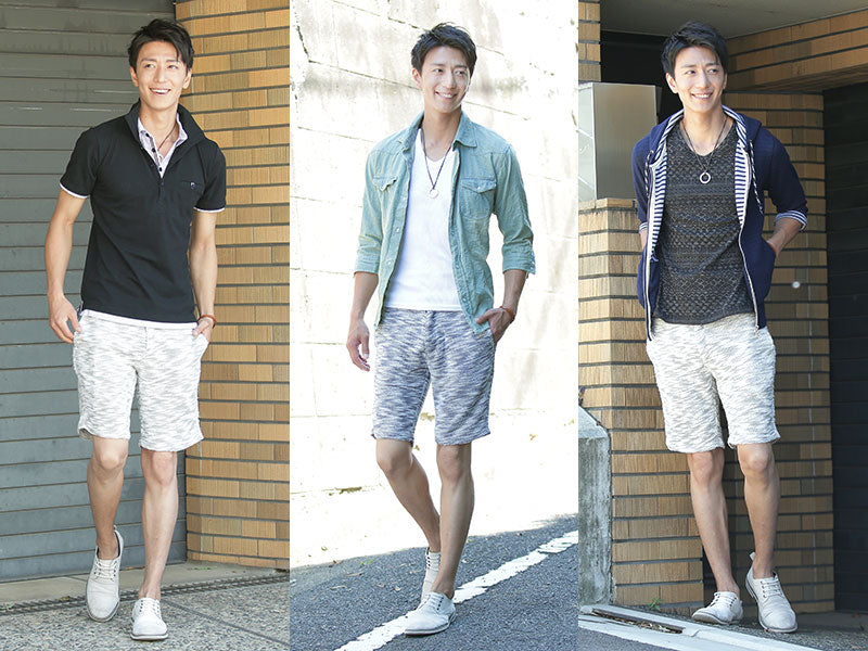 スラブ地杢デザインハーフパンツ