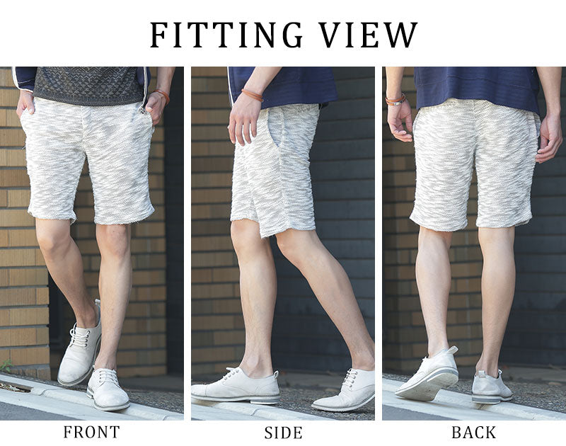 スラブ地杢デザインハーフパンツ