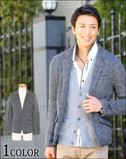 ヘリンボーンデザイン裏起毛テーラードジャケット