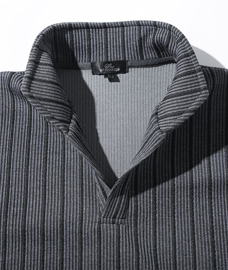 60代向け ワイヤー入りイタリアンスタンドカラー半袖ポロシャツ