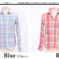 タータンチェックシワ加工麻混シャツ　日本製