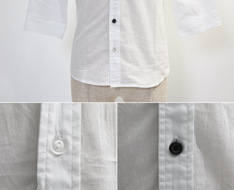ワイドカラーラインテープシャツ　7分袖