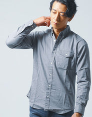 ヘビーウウェイトオックスフォードボタンダウン長袖スリムシャツ