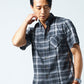 綿麻素材チェックデザイン半袖日本製シャツ