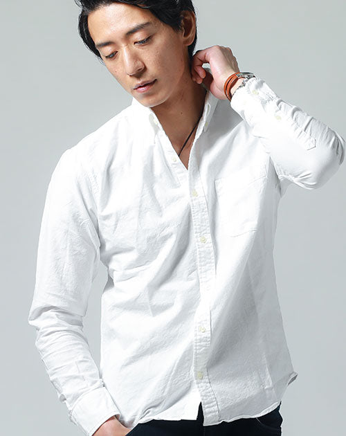 オックスフォード長袖ボタンダウン日本製シャツ