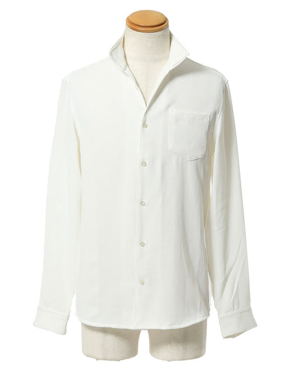 ワイヤー入りイタリアンカラーピケストライプシャツ