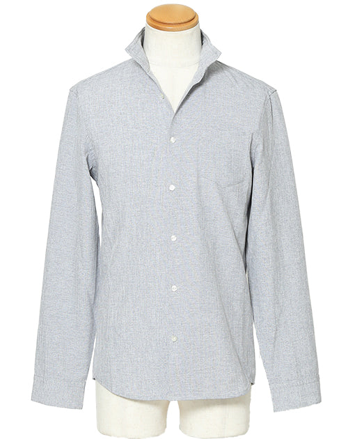 シャンブレー素材ワイヤー入りスタンドカラーシャツ