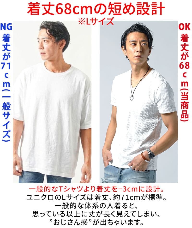 膨れバイアスデザイン半袖VネックＴシャツ