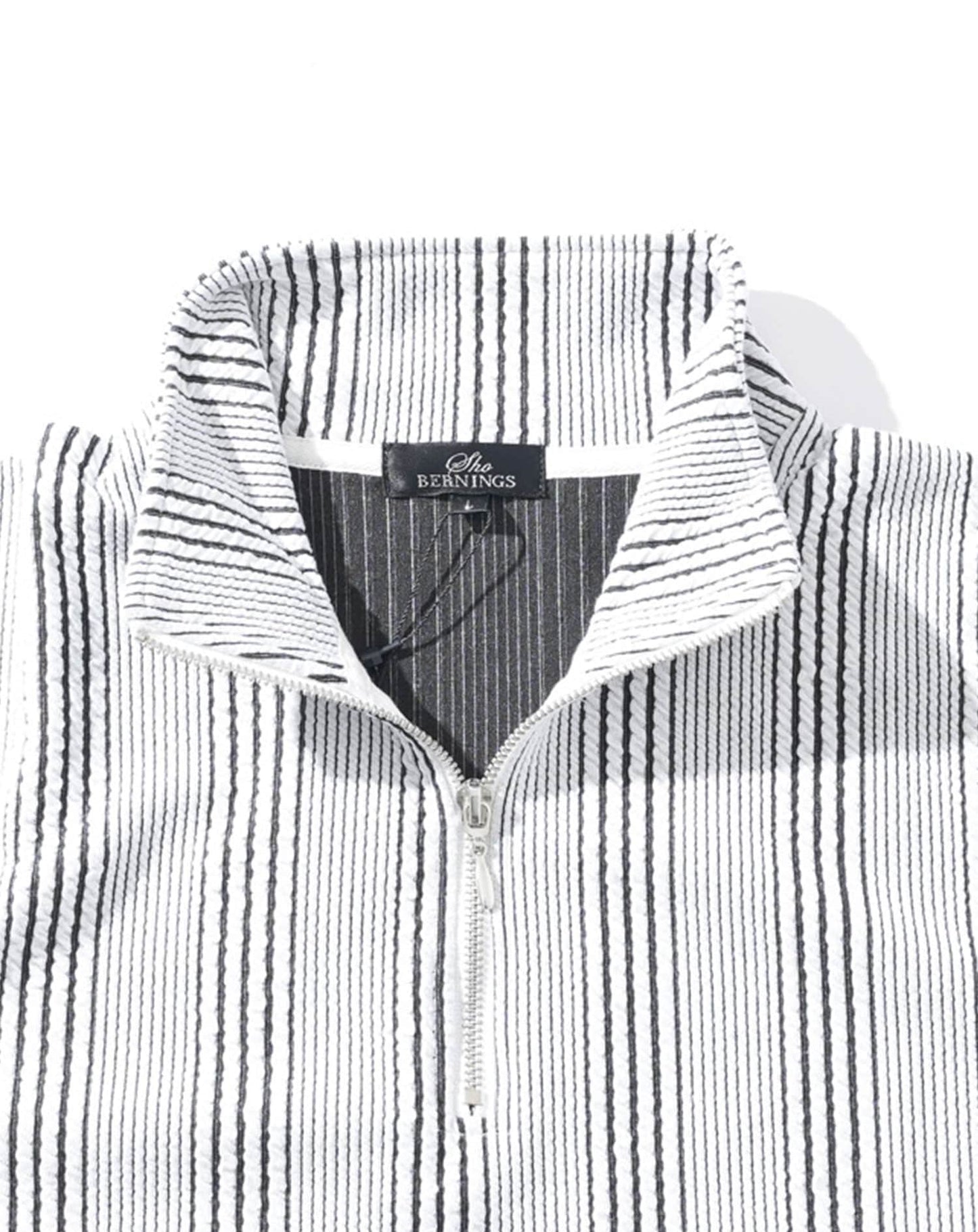 総柄セットアップ　ハーフジップ半袖ポロシャツ×イージーアンクルパンツ