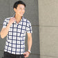 ウィンドウペンチェックイタリアンカラー半袖ポロシャツ