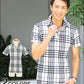 シェパードチェックデザインストレッチ半袖ポロシャツ