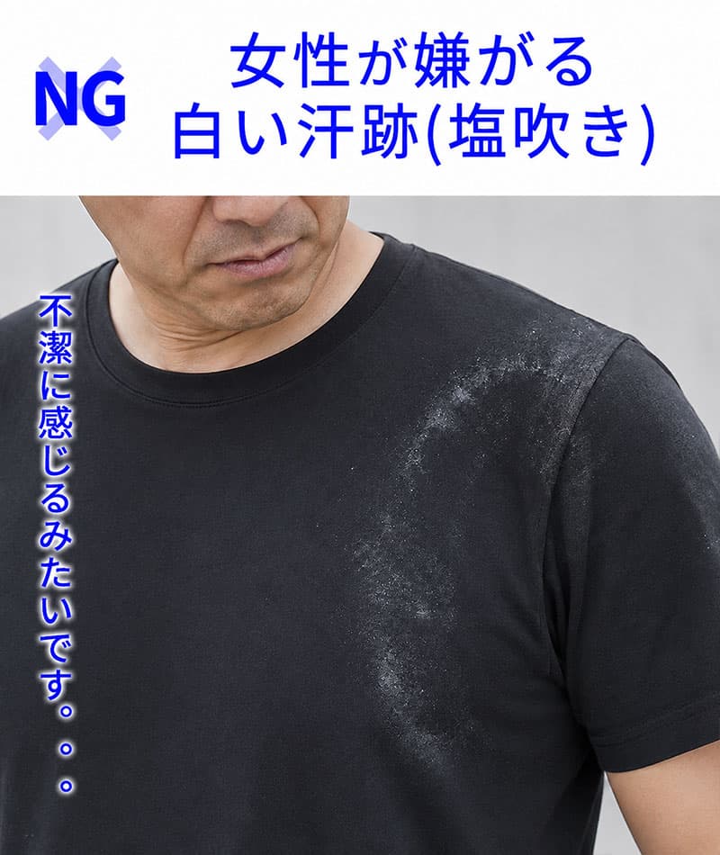 汗が白くならないスリムフィットケーブル編み半袖Tシャツ