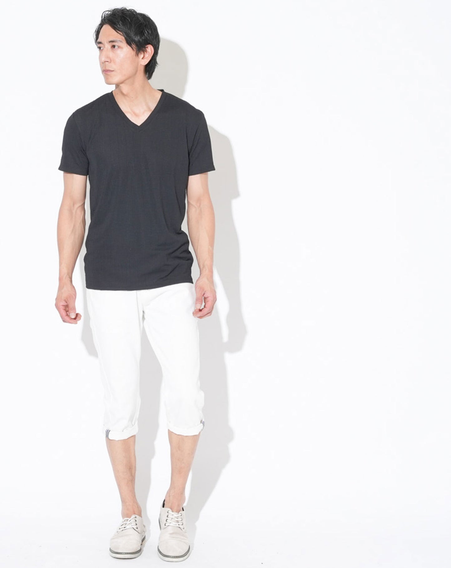 スリムフィットケーブル編み半袖Tシャツ