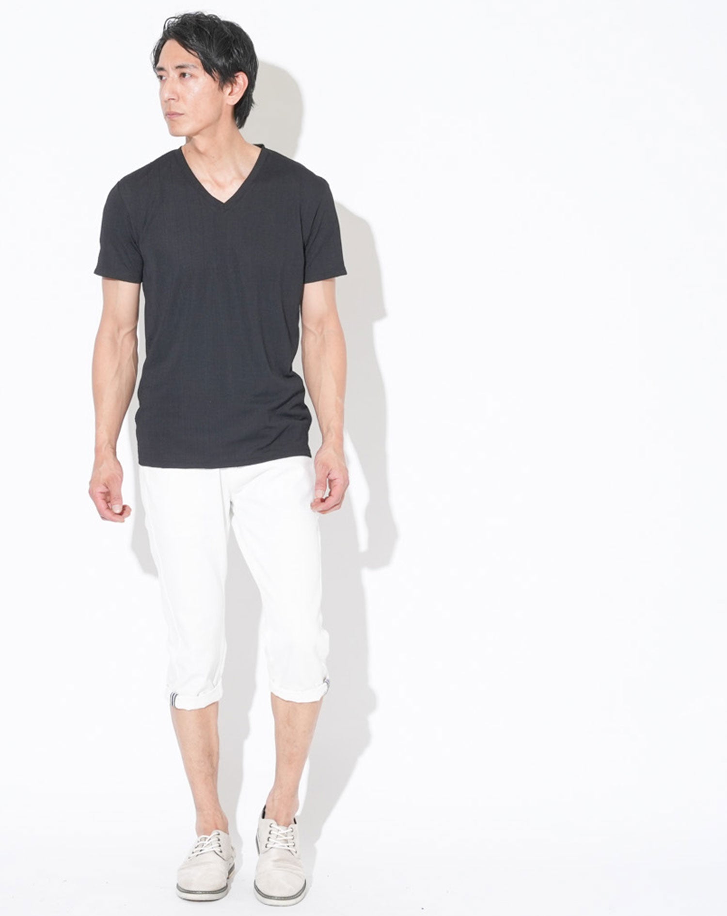 スリムフィットケーブル編み半袖Tシャツ