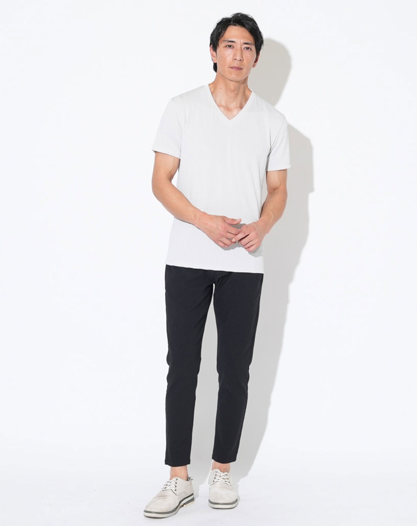 スリムフィットケーブル編み半袖Tシャツ