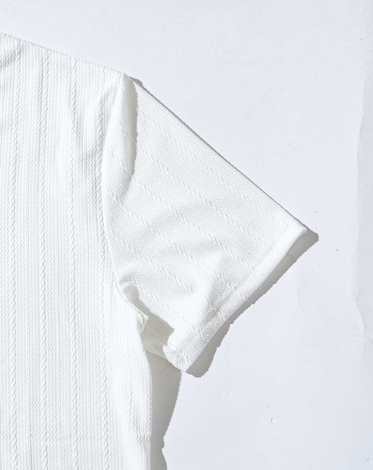 スリムフィットケーブル編み半袖Tシャツ