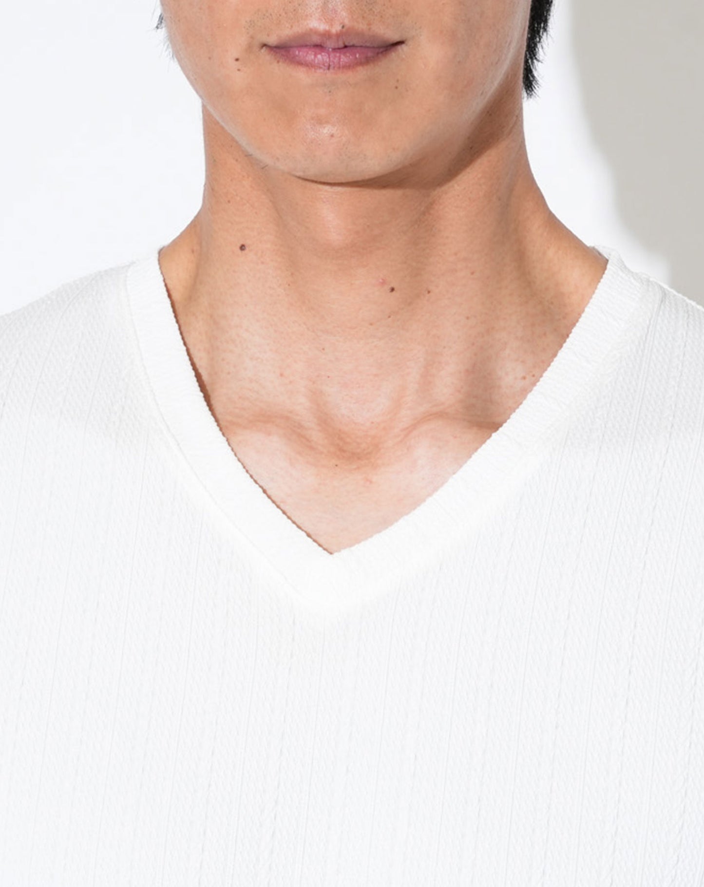 スリムフィットケーブル編み半袖Tシャツ