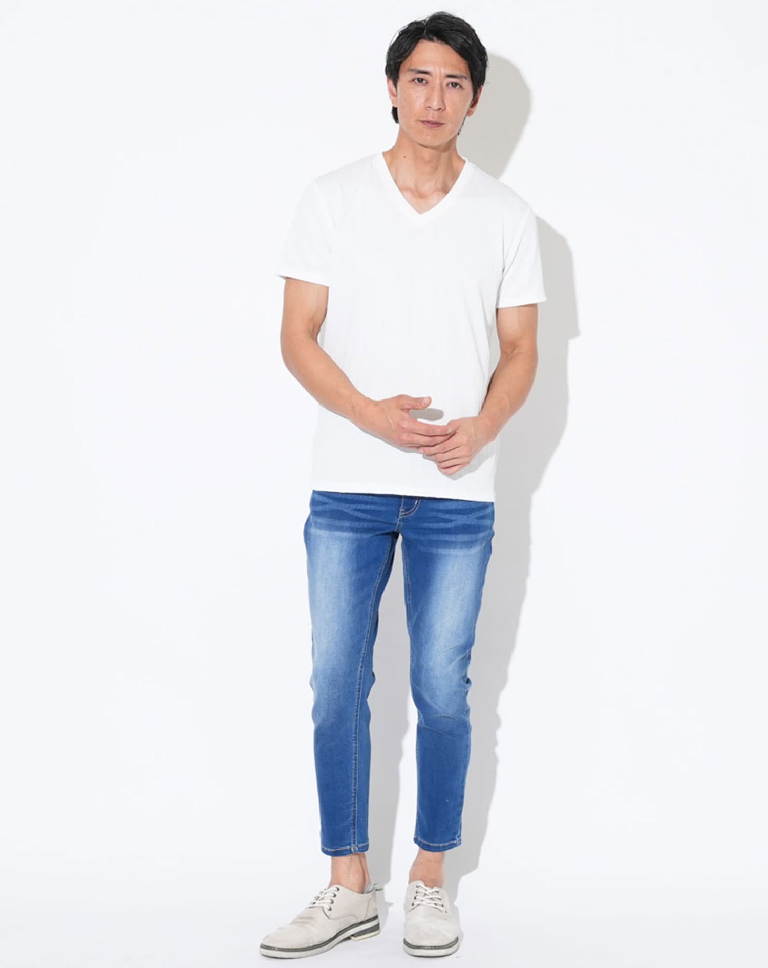 スリムフィットケーブル編み半袖Tシャツ