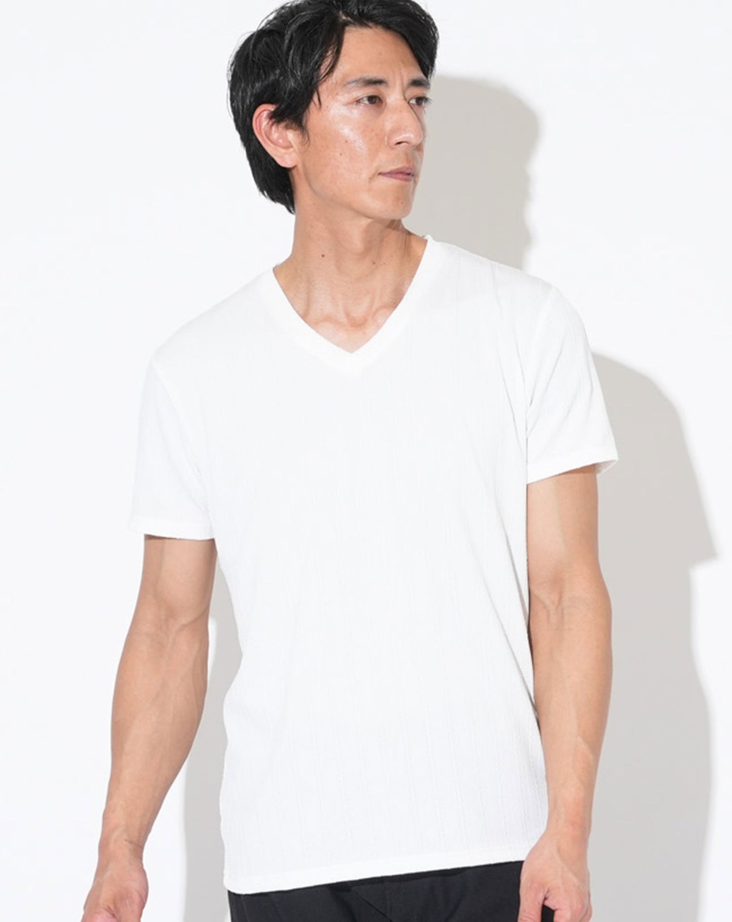 スリムフィットケーブル編み半袖Tシャツ