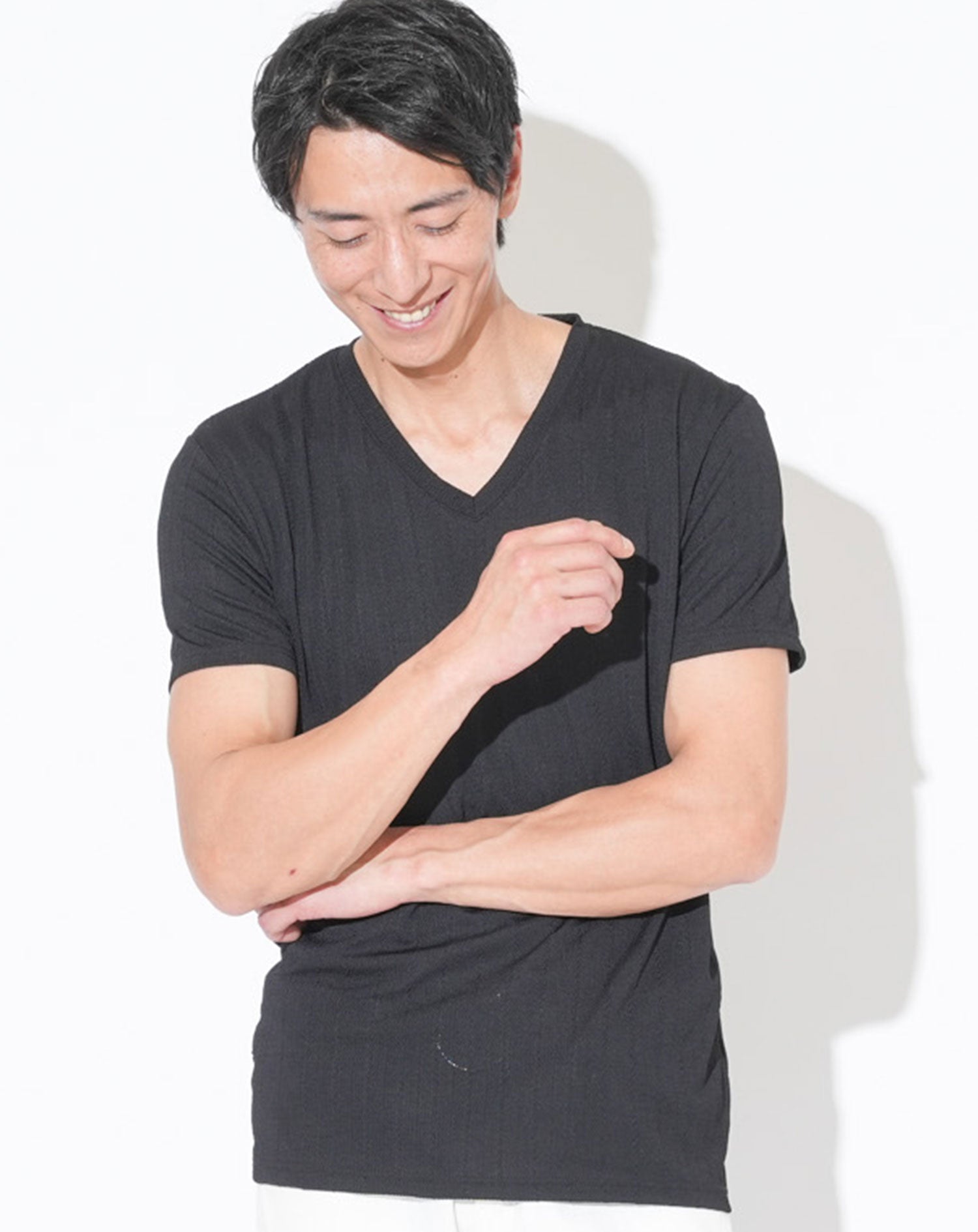 スリムフィットケーブル編み半袖Tシャツ