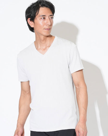 スリムフィットケーブル編み半袖Tシャツ