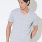 ラフヘリンボーンVネック半袖Tシャツ
