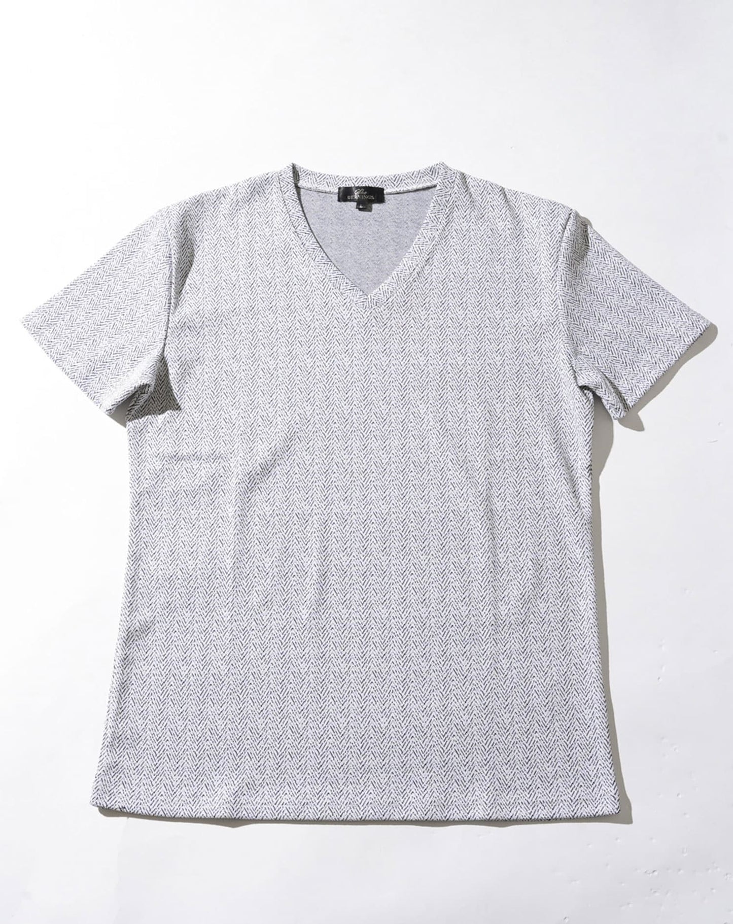 ラフヘリンボーンVネック半袖Tシャツ