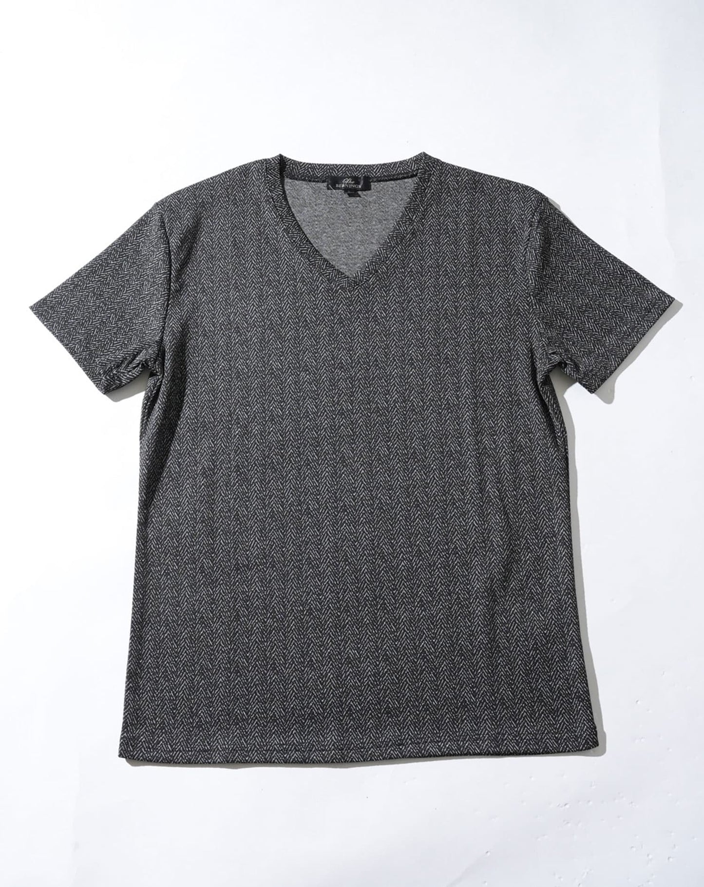 ラフヘリンボーンVネック半袖Tシャツ