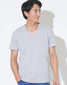 ラフヘリンボーンVネック半袖Tシャツ