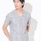 ケーブルVネック半袖Tシャツ