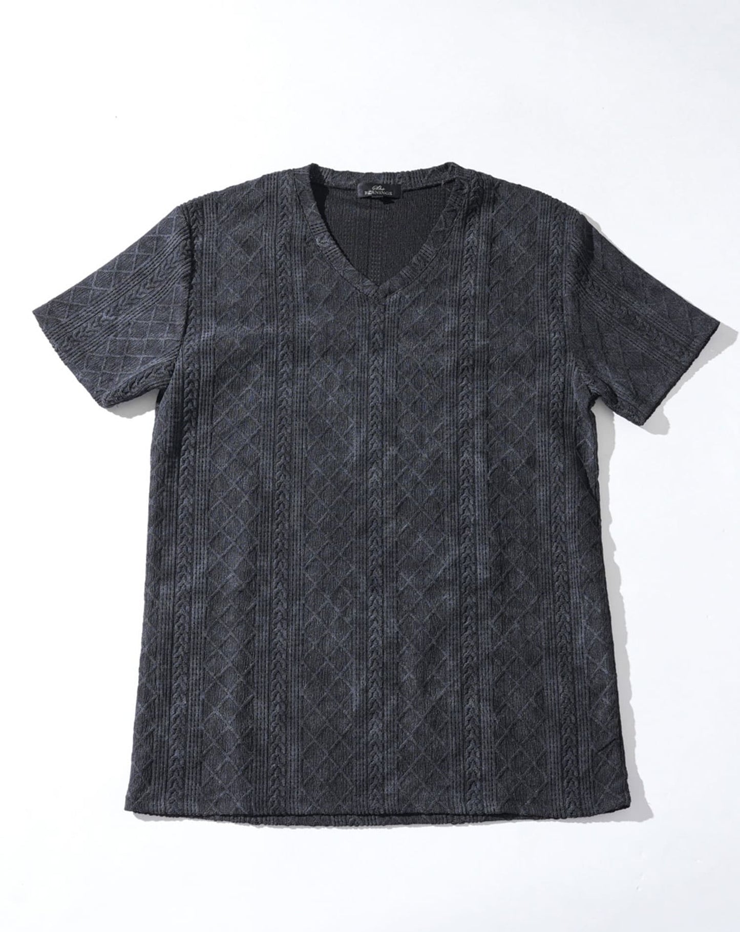 ケーブルVネック半袖Tシャツ