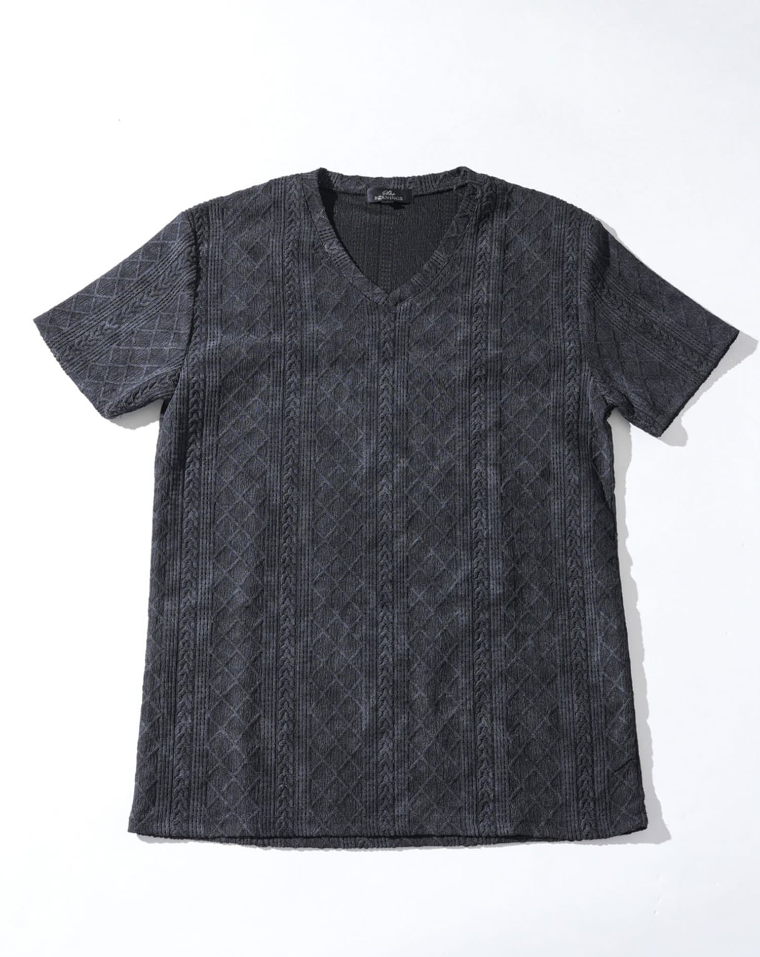 ケーブルVネック半袖Tシャツ