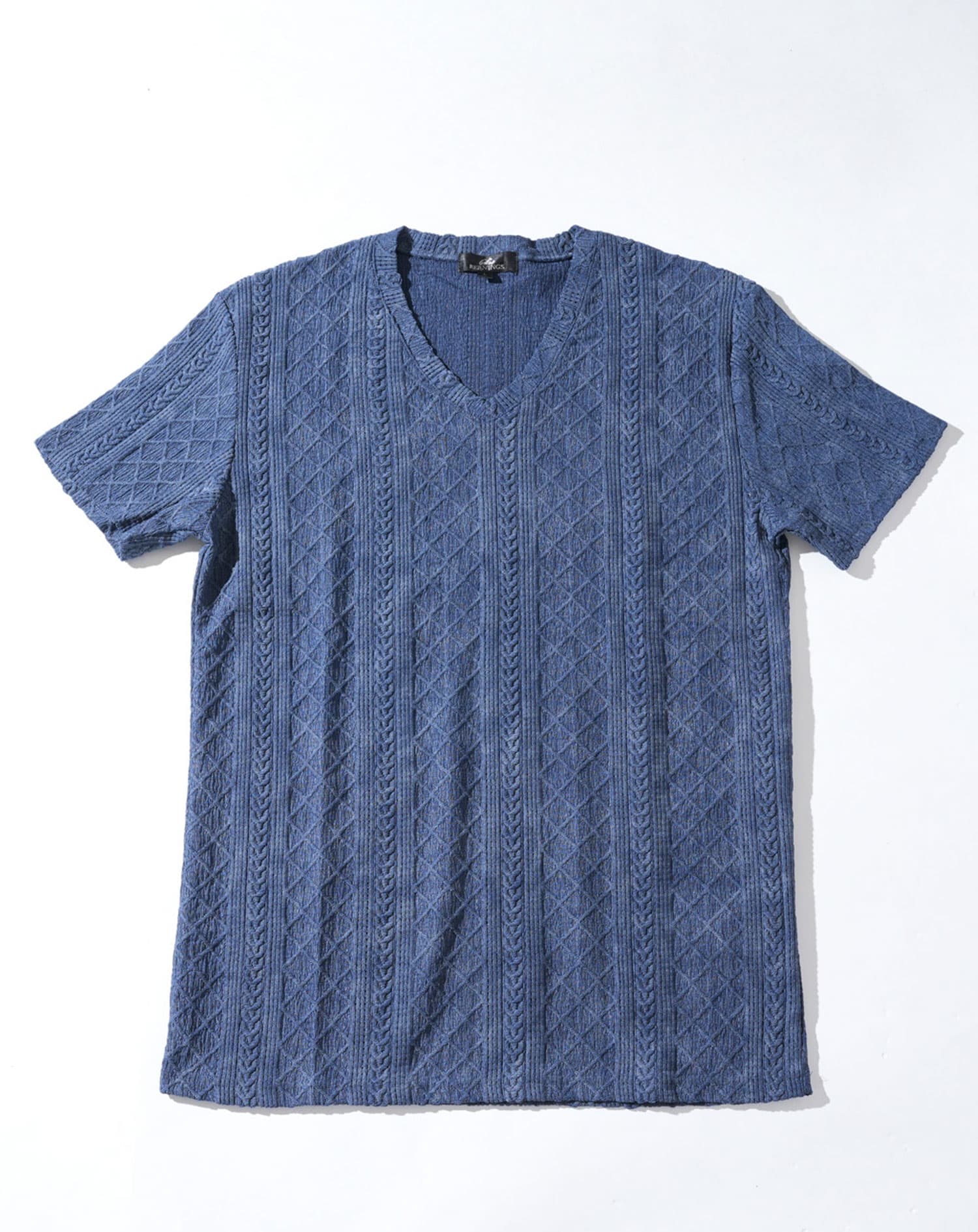 ケーブルVネック半袖Tシャツ