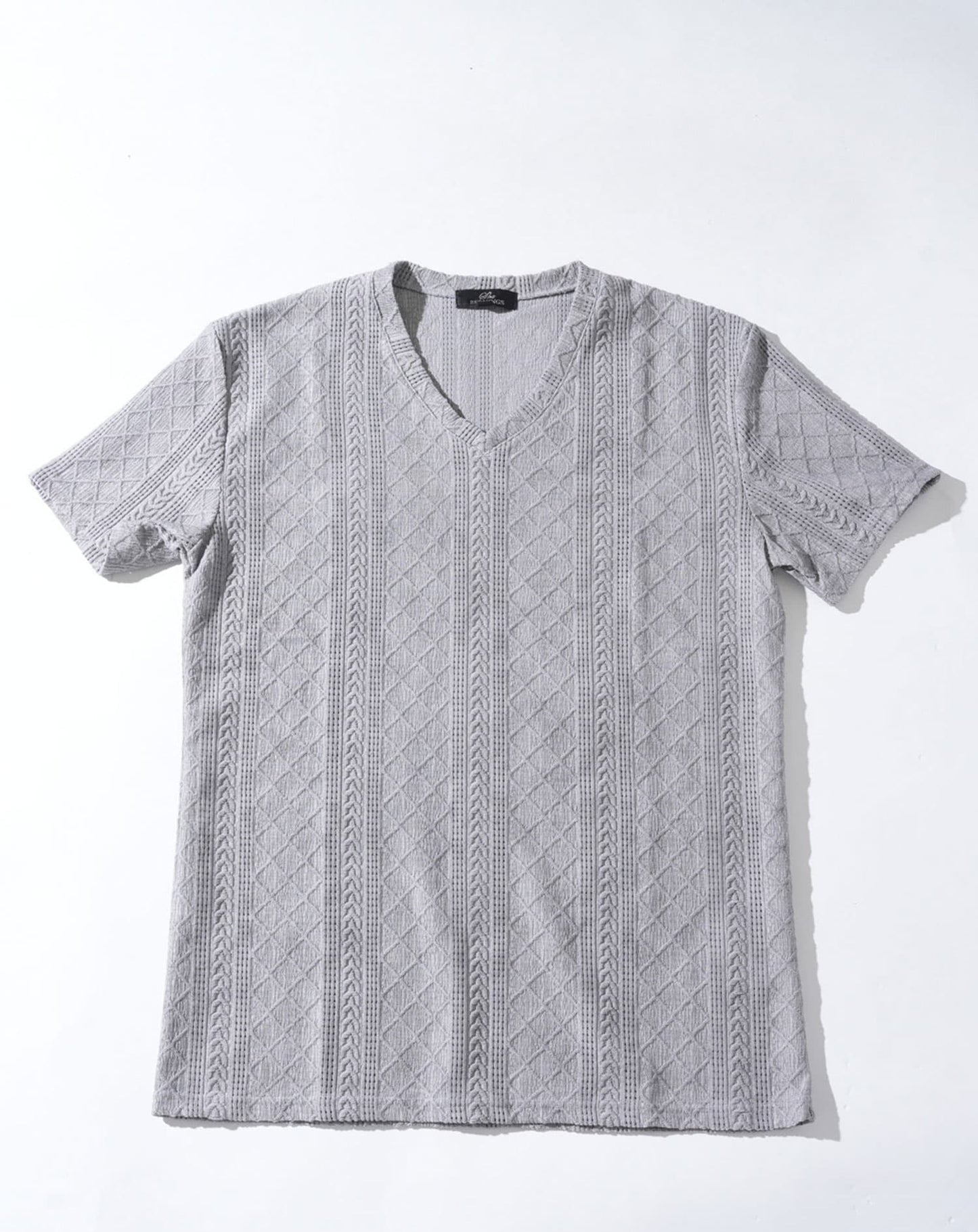 ケーブルVネック半袖Tシャツ