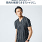 膨れストライプストレッチ半袖VネックTシャツ