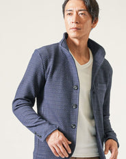 膨れジャガードワイヤー入りイタリアンスタンドカラー長袖ジャケット