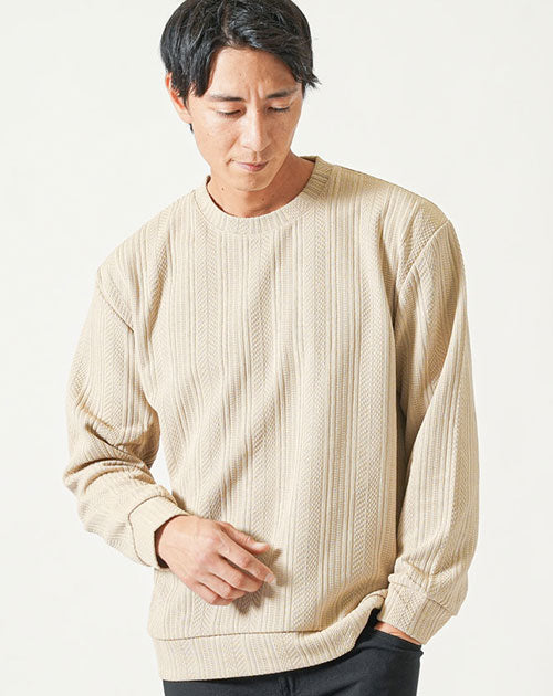 ストライプジャガードニットソートレーナー