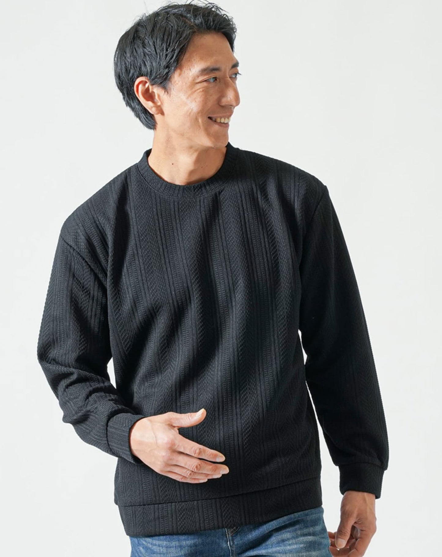 ストライプジャガードニットソートレーナー