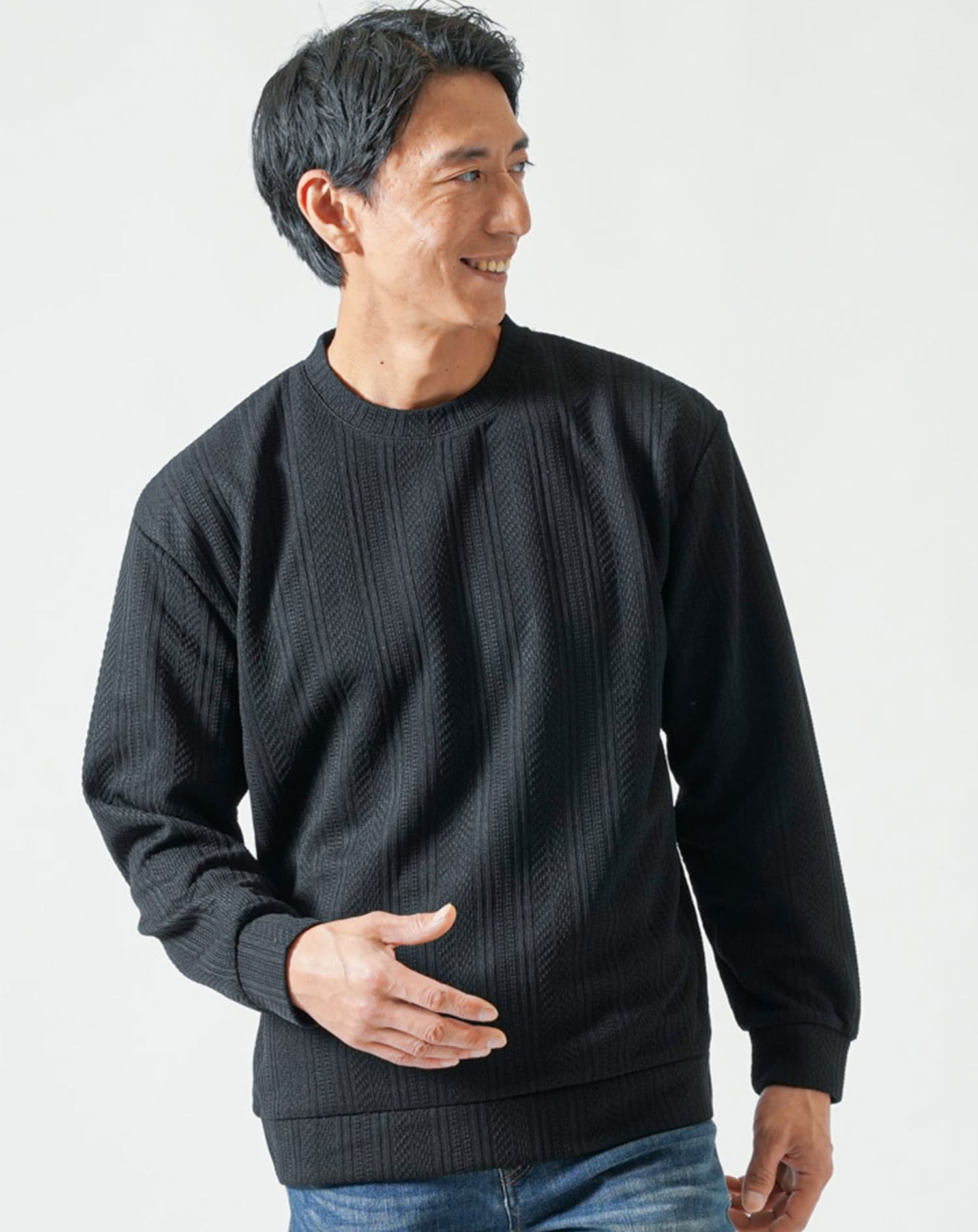 ストライプジャガードニットソートレーナー