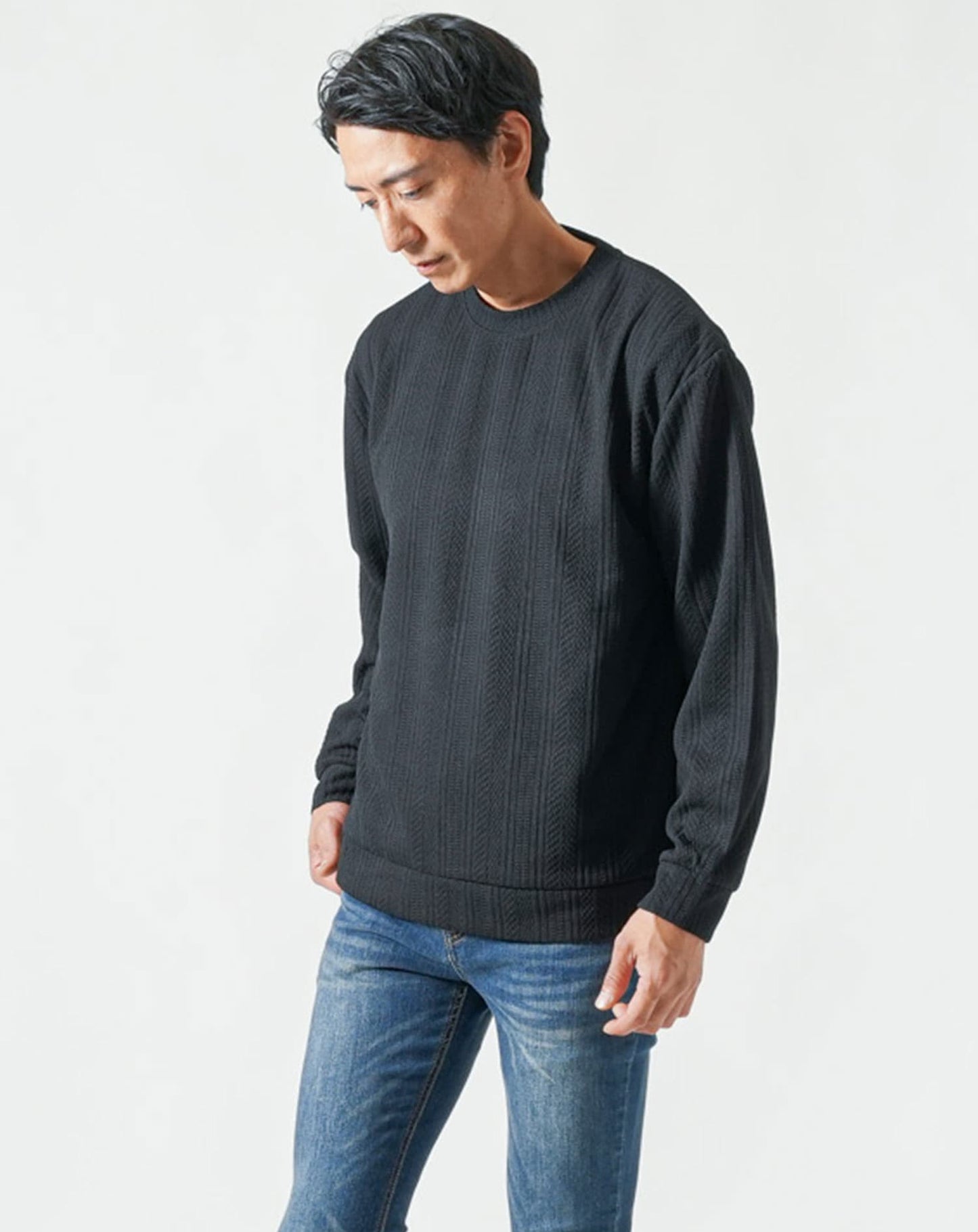 ストライプジャガードニットソートレーナー