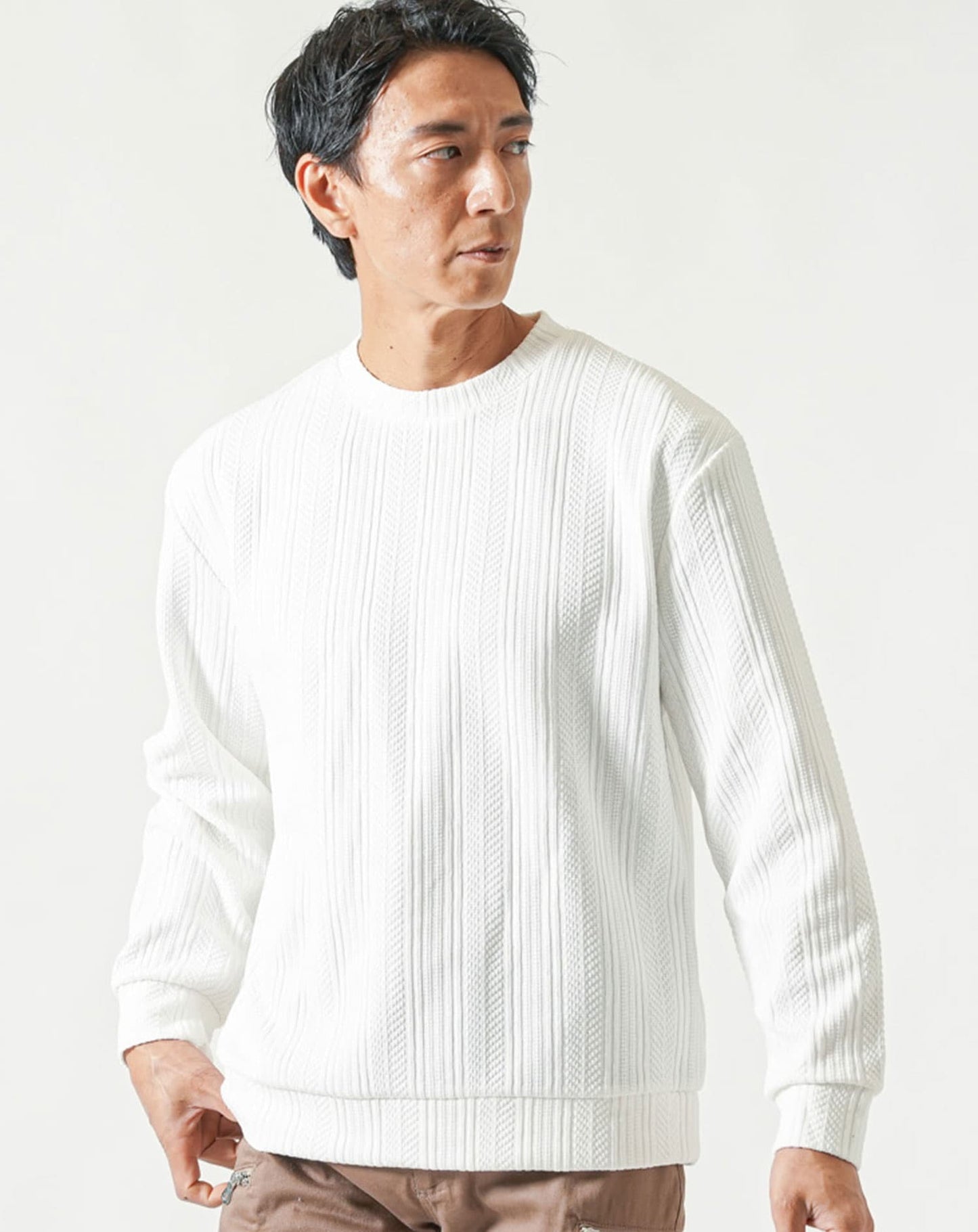 ストライプジャガードニットソートレーナー