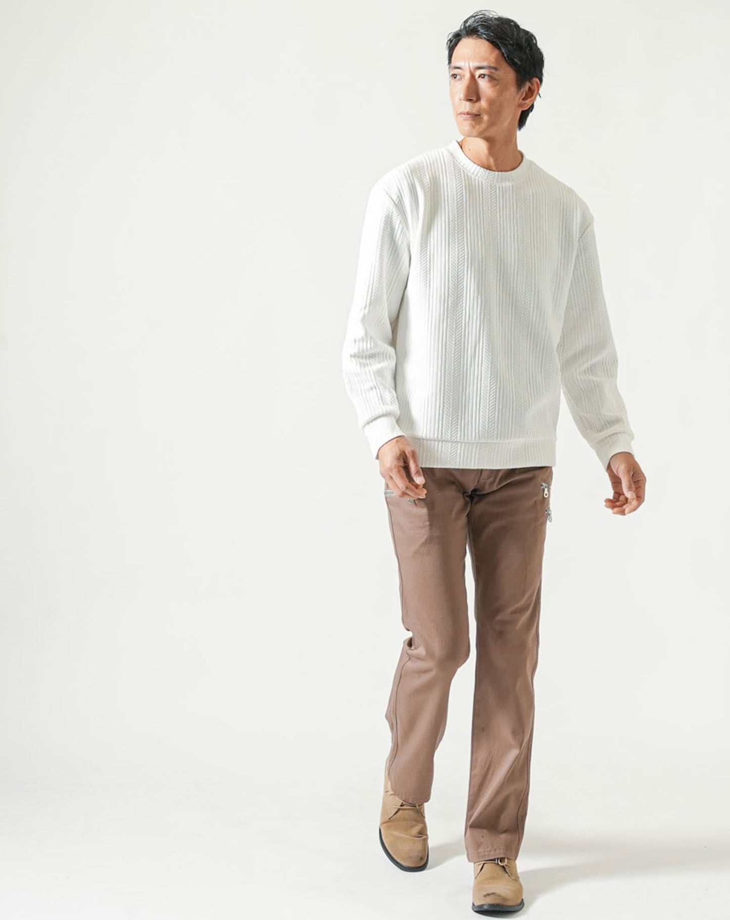 ストライプジャガードニットソートレーナー