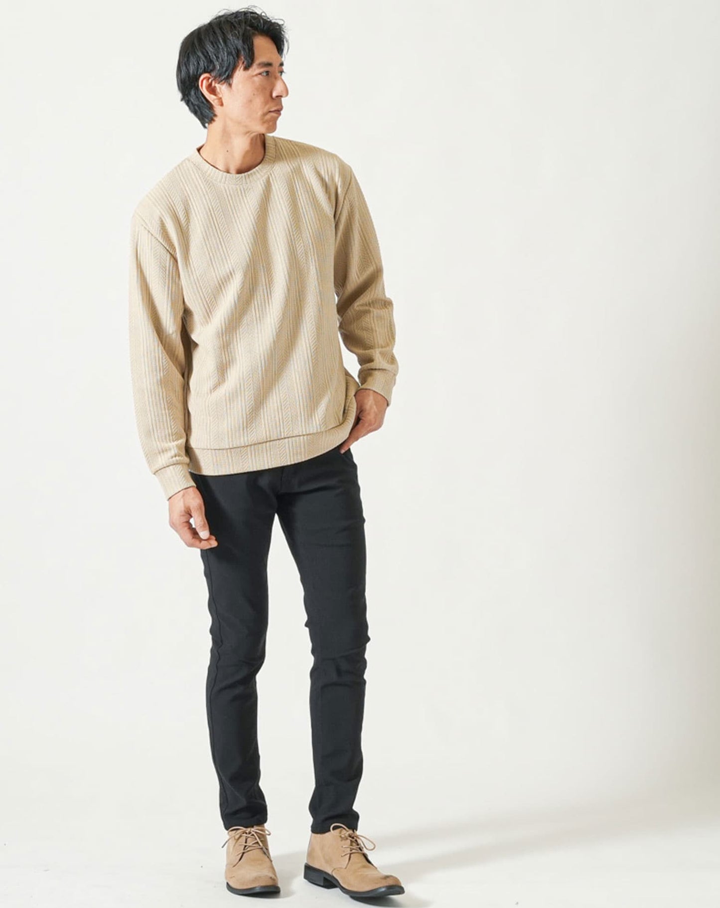 ストライプジャガードニットソートレーナー