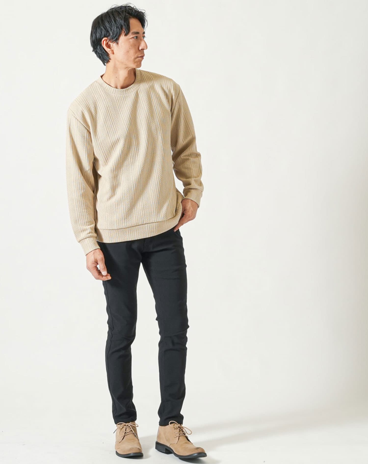 ストライプジャガードニットソートレーナー