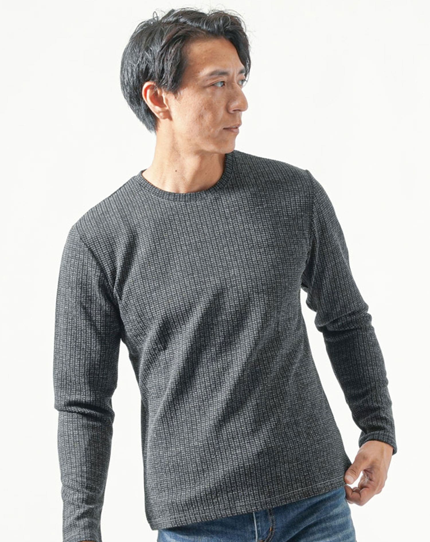 ストライプジャガードニットソートレーナー