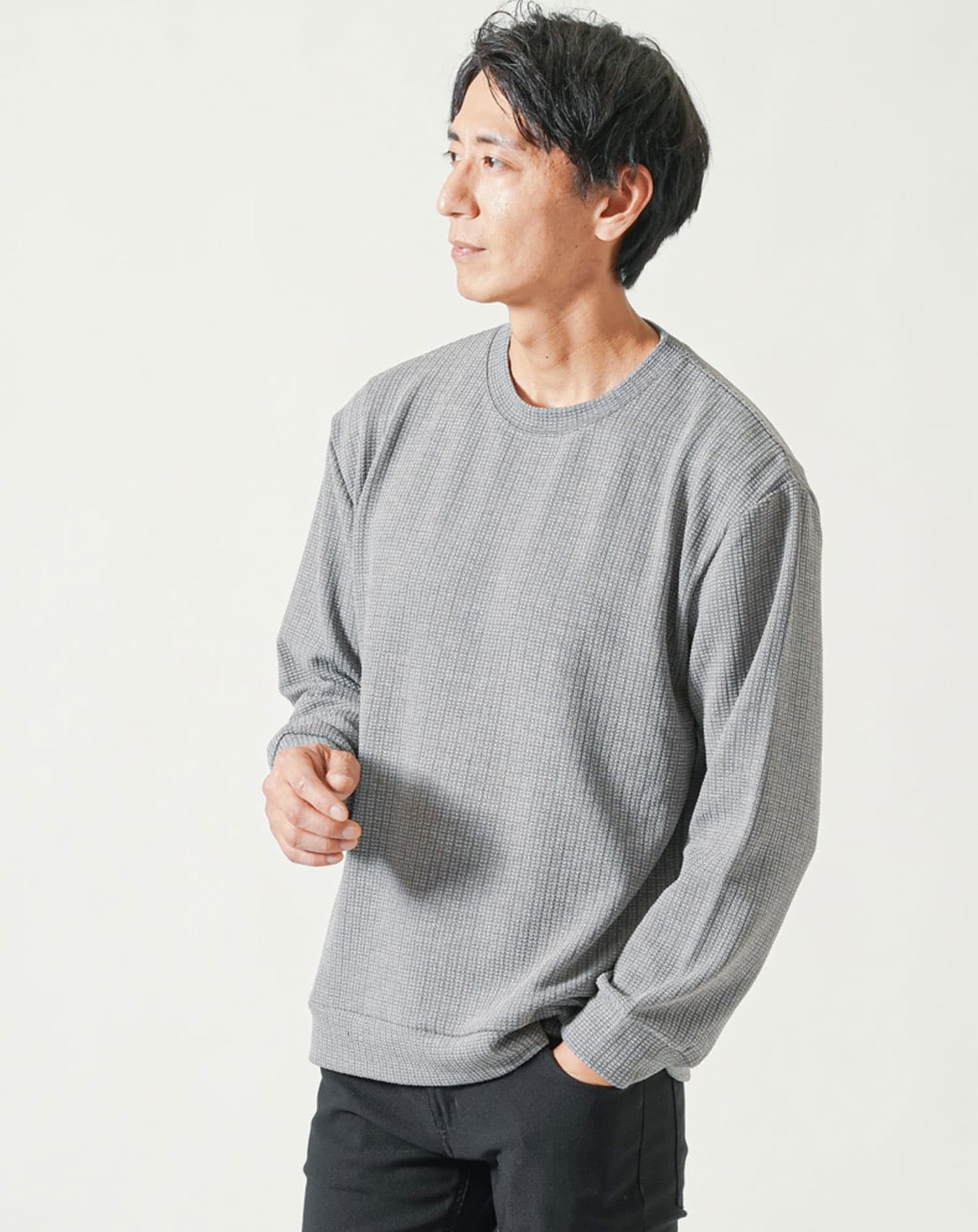 ストライプジャガードニットソートレーナー