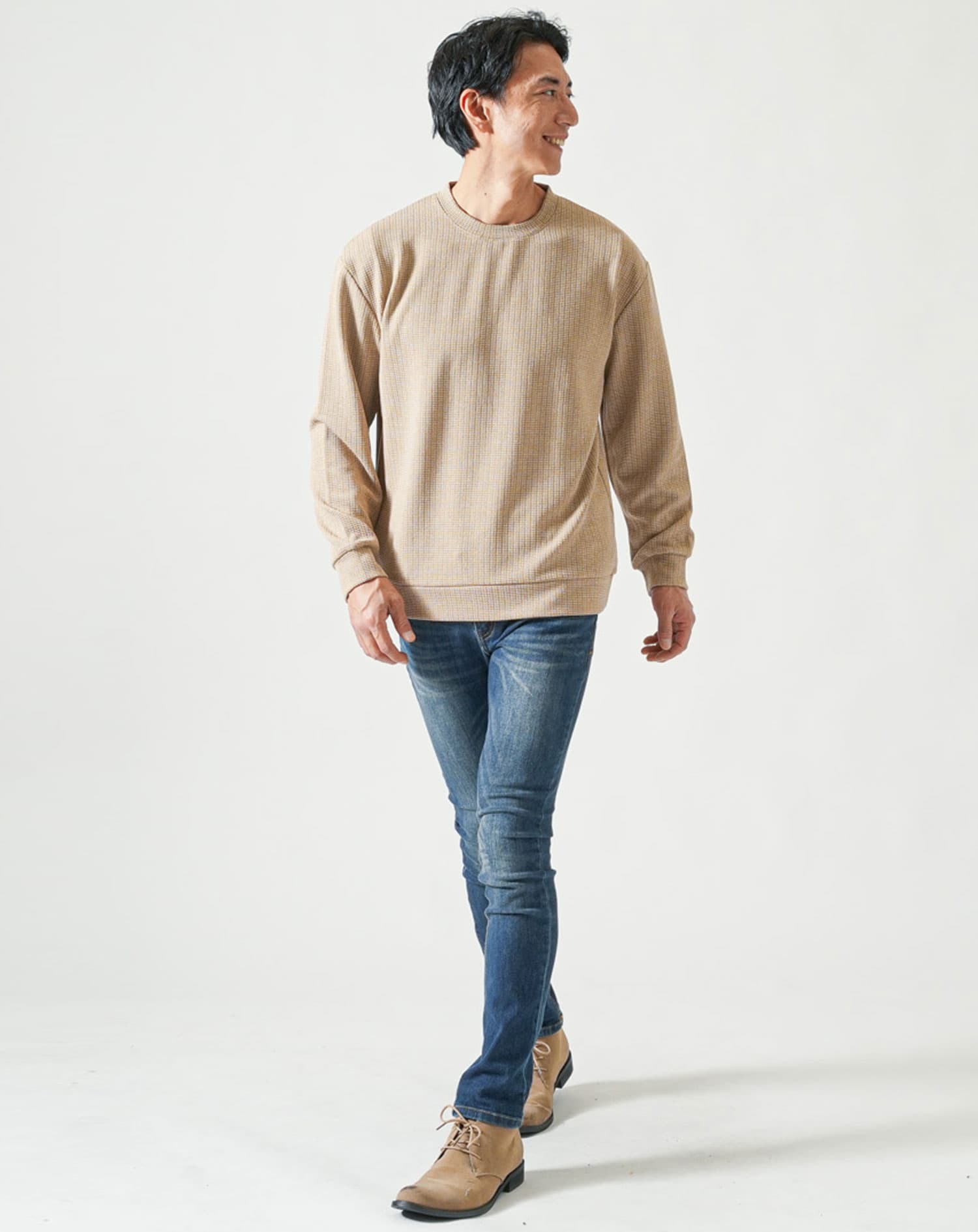 ストライプジャガードニットソートレーナー