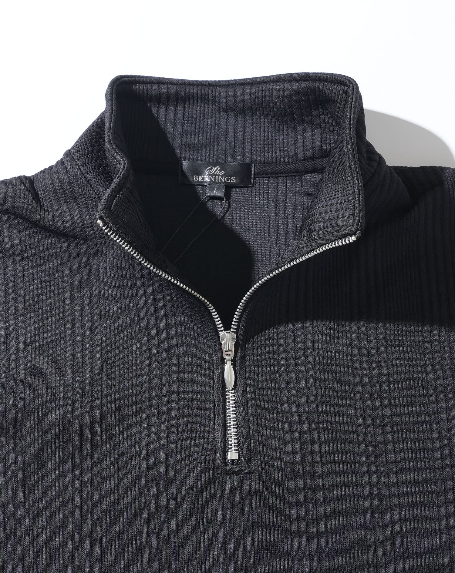 ランダムテレコハーフジップスタンド長袖アウター